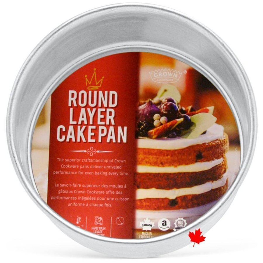 Crown Cookware round aluminum layer cake pan in retail packaging